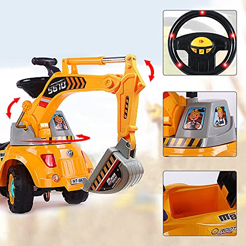 Fistone Ride-On Excavator, Pulling Cart Construction Truck with Lights and Music Sliding Toys for Kids | The Storepaperoomates Retail Market - Fast Affordable Shopping