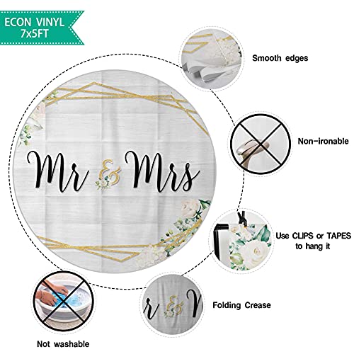 Allenjoy 7x5ft White Floral Mr & Mrs Engagement Decorations Backdrop for Couples Wedding Bride and Groom Engaged Ceremony Anniversary Bridal Shower Supplies Photo Booth Props Background | The Storepaperoomates Retail Market - Fast Affordable Shopping