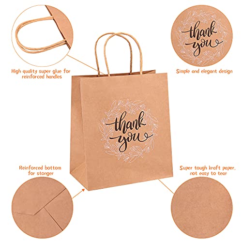 QIELSER Thank You Gift Bags Bulk 50 Pcs 8″x4.75″x10″ Medium Brown Kraft Paper Bags for Retail Shopping, Wedding, Baby Shower Holiday, Party | The Storepaperoomates Retail Market - Fast Affordable Shopping
