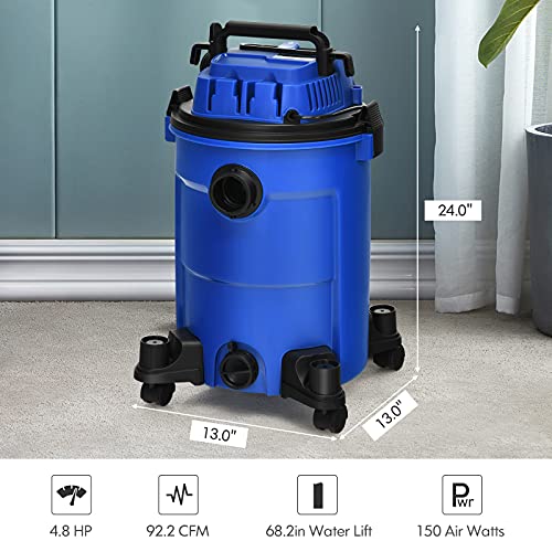 COSTWAY 3-in-1 Wet/Dry Vacuum Cleaner with Blower Function, 6.6 Gallon 4.8 Peak HP Vacuum with Safety Protection, Portable Shop Vacuum Cleaner for Workshop, Car, Garage, Home, 1200W (Blue) | The Storepaperoomates Retail Market - Fast Affordable Shopping