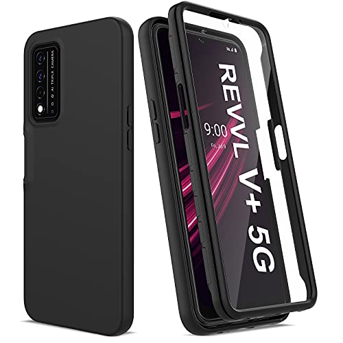 PUJUE for T-Mobile REVVL V Plus 5G Case with Built-in Screen Protector, Full Body Protection Shockproof Phone Case, [Hard Front Cover + Soft Back Cover] Slim Rugged Protective Cover Case (Black) | The Storepaperoomates Retail Market - Fast Affordable Shopping