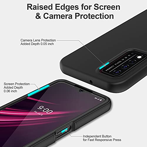PUJUE for T-Mobile REVVL V Plus 5G Case with Built-in Screen Protector, Full Body Protection Shockproof Phone Case, [Hard Front Cover + Soft Back Cover] Slim Rugged Protective Cover Case (Black) | The Storepaperoomates Retail Market - Fast Affordable Shopping