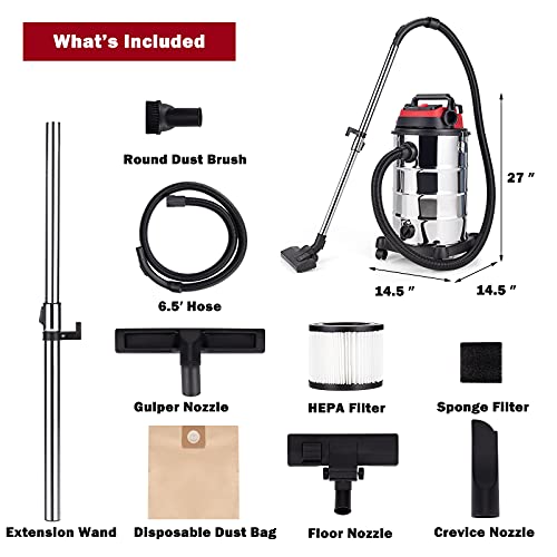 COSTWAY 3-in-1 Wet/Dry Vacuum Cleaner with Blower, 9-Gallon 6 Peak HP Vacuum with Stainless Tank, Flexible Wheels, Portable Shop Vacuum Cleaner for Workshop, Car, Garage, Home, 1200W | The Storepaperoomates Retail Market - Fast Affordable Shopping