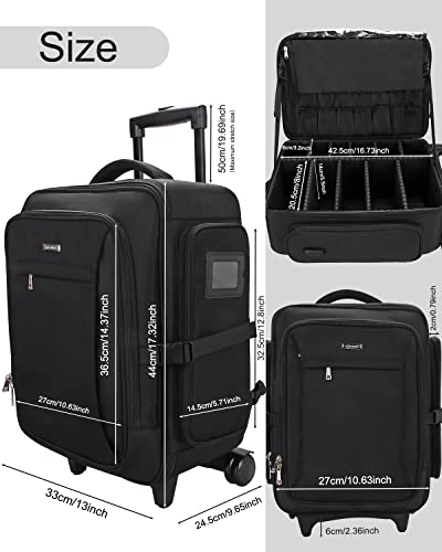 Relavel Rolling Makeup Case, Makeup Backpack Professional Makeup Artist Train Case Trolley Travel Cosmetic Brush Holder Organizer, Extra Large Capacity, with Waterproof Lining and Adjustable Dividers | The Storepaperoomates Retail Market - Fast Affordable Shopping