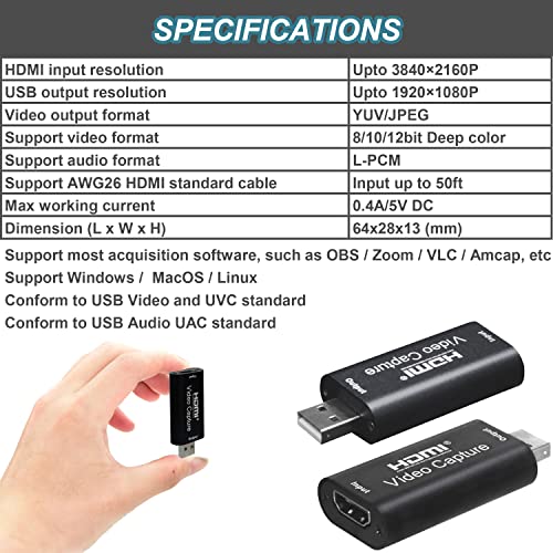 AMZHRLY 1080P Video Capture Card HDMI to USB Capture Video and Audio Recording via OBS Connect DSLR Camcorder | The Storepaperoomates Retail Market - Fast Affordable Shopping