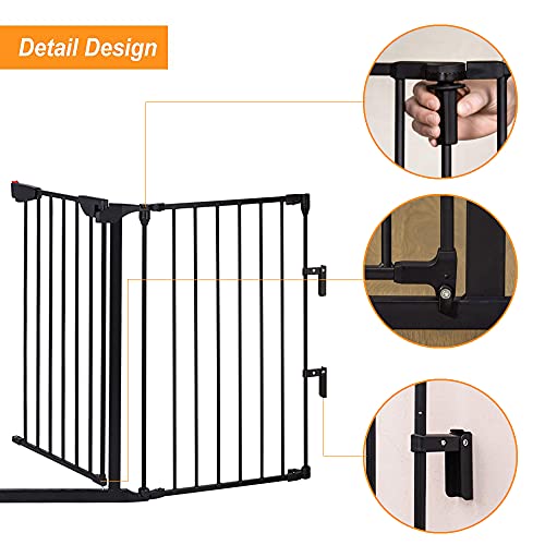 122 – Inch Baby Gate with Door Extra Wide 5 Panels Safety Pet Dog Gates Indoor for Openings Stairs Doorways Fireplace Fence Adjustable Metal Baby Gate Tall 30” Child Gates | The Storepaperoomates Retail Market - Fast Affordable Shopping