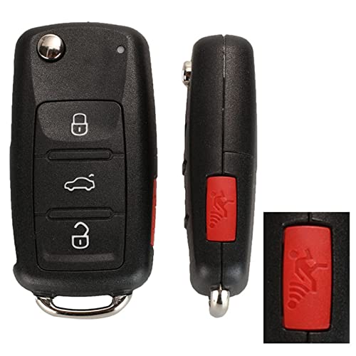 Henrida Replacement Keyless Entry Folding Flip Remote Key Shell Case for VW Jetta Passt Remote Control Key Fob Shell 4 Buttons