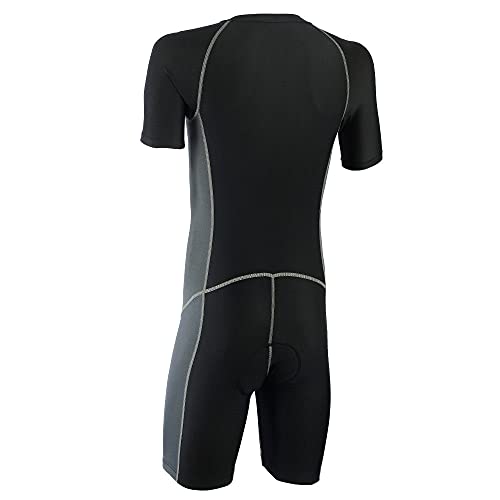 Deckra Mens Cycling Skinsuit One Piece 3D Padded Road Cycling Breathable MTB Triathlon Biking Jersey + Short One Piece Suit (Black Grey, Small) | The Storepaperoomates Retail Market - Fast Affordable Shopping