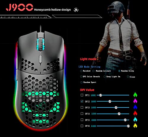 T angxi 6-Key Drive Free Wired Hole Mouse, Plug and Play Macro Programming RGB Lighting PC USB Wired Gaming Mice, Adjustable DPI Ergonomics Gaming Mouse for Windows | The Storepaperoomates Retail Market - Fast Affordable Shopping