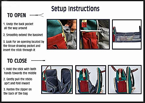 BOLDWAY 2 in 1 Diaper Babybag with Changing Station Mama Mother Papa Father Backpack Includes Bassinet Foldable Baby Nappy Bed USB Charging Port Stroller Straps (Royal Blue) (BB1) | The Storepaperoomates Retail Market - Fast Affordable Shopping