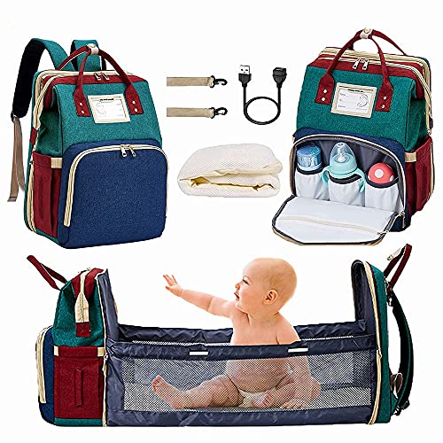 BOLDWAY 2 in 1 Diaper Babybag with Changing Station Mama Mother Papa Father Backpack Includes Bassinet Foldable Baby Nappy Bed USB Charging Port Stroller Straps (Royal Blue) (BB1) | The Storepaperoomates Retail Market - Fast Affordable Shopping