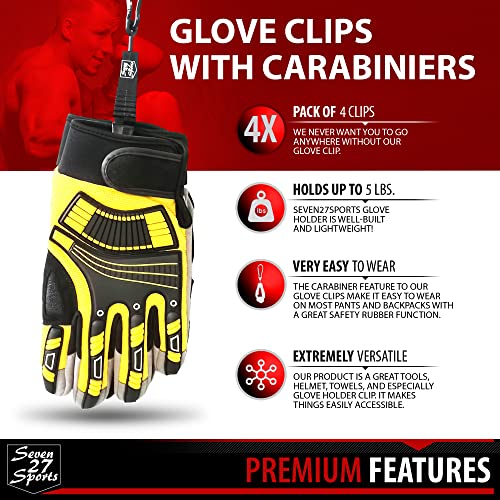 Seven27Sports 4pc Glove Clips with Carabiners – Easy to Wear Glove Clip, Tools, & Towel Holder (Glove Clips for Construction) | The Storepaperoomates Retail Market - Fast Affordable Shopping