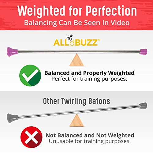 ALLdBUZZ 3 Pack Twirling Baton Set – 22″ Professionally Weighted and Center Balanced, Premium Quality, Perfect for Majorettes, Marching Band, Gymnastics, Girls – with Ribbon Wand and Extra Blue Tips | The Storepaperoomates Retail Market - Fast Affordable Shopping