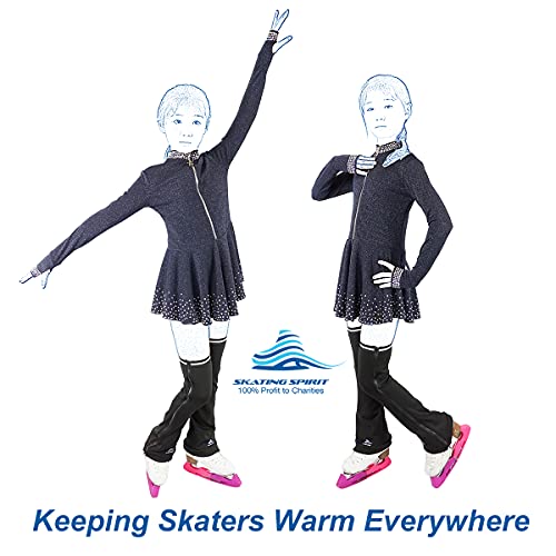 SkatingSpirit Ice Figure Skating Leg Warmer (1 pair), Zip On Zip Off, Non-Slip Cuff Band, Fleece Lined Thermal Fabric (Medium, Short (Below Knee)) | The Storepaperoomates Retail Market - Fast Affordable Shopping