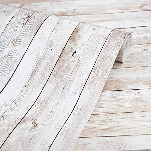 Wood Wallpaper 35.4 in X 78.7 in Self-Adhesive Removable Wood Peel and Stick Wallpaper Decorative Wall Covering Vintage Wood Panel Interior Film Wood Wallpaper