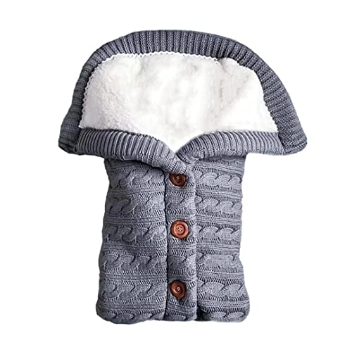 Jktown Newborn Baby Wrap Swaddle Blanket Knit Sleeping Bag Receiving Blankets Stroller Wrap for Baby(Grey) (0-6 Month), 27.56 x 15.75 in