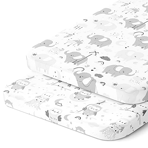 Bedside Bassinet Fitted Sheets for Milliard Bedside Bassinet Side Sleeper – Snuggly Soft 100% Jersey Cotton – 2 Pack