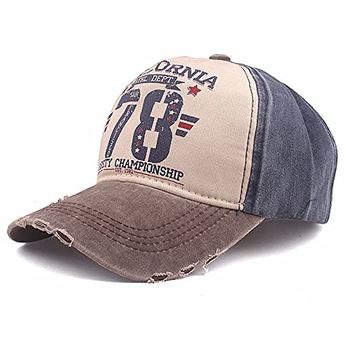 Elwow Men’s Summer Distressed Front Baseball Cap Sun Hat Trucker Hiking Cap with Adjustable Strap (Color 3, One Size)