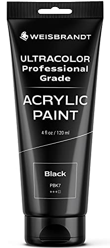 WEISBRANDT Artist Quality Acrylic Paint in Assorted Colors, 4 oz, Rich Pigment, Non Fading and Non Toxic, for Artists & Hobby Painters, Black