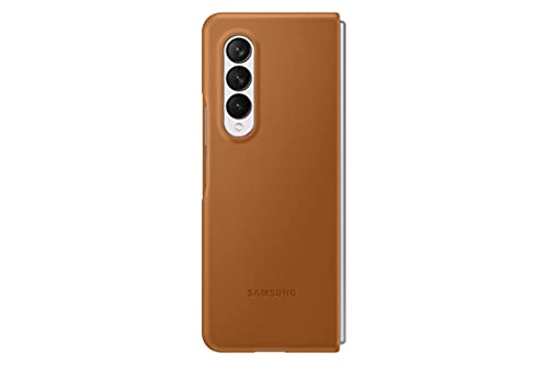 Samsung Galaxy Z Fold 3 Phone Case, Leather Protective Cover, Heavy Duty, Shockproof Smartphone Protector, US Version, Camel,EF-VF926LAEGUS