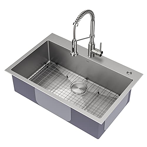 Kraus KHT400-33 Stark Single Bowl Kitchen Sink Drop in/Undermount
