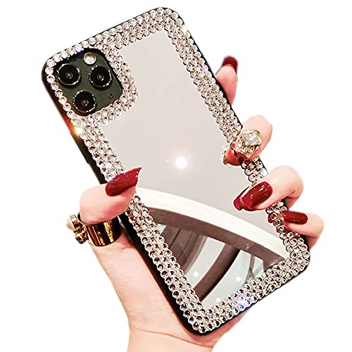 Poowear for iPhone 11 Case 3D Glitter Sparkle Bling Mirror Case Luxury Shiny Crystal Rhinestone Diamond Bumper Clear Protective Case Cover for Women for iPhone 11 Silver