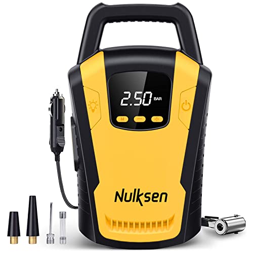 Nulksen Tire Inflator Portable Air Compressor, 120PSI DC 12V Air Pump for Car Tires, Fast Inflate Electric Tire Pump with Digital Pressure Gauge LED Light for Car Bike Motor Ball | The Storepaperoomates Retail Market - Fast Affordable Shopping
