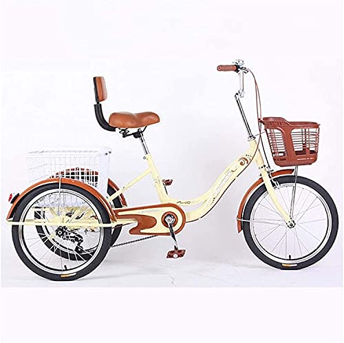 Adult Tricycles, 3 Wheel Bikes for Adults, Seniors Tricycle for Adult 20inch with Adjustable Backrest Seat and Cargo Basket 1 Speed 3 Wheel Bike Trike Recumbent Bicycle