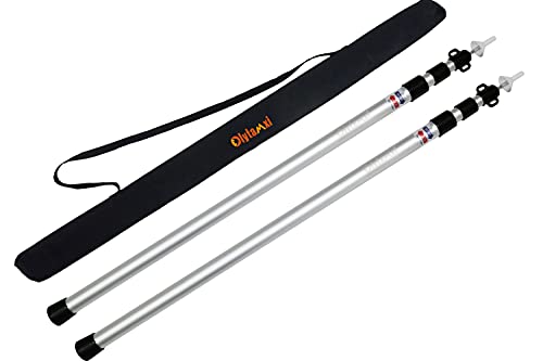 Olytamxi Tarp Poles Adjustable Set of 2 ,Aluminum Telescoping Camping Tent Poles for Tarp Canopy Shelter Awning , 3-Sections