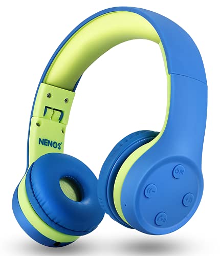 Nenos Bluetooth Kids Headphones Wireless Kids Headphones 93dB Limited Volume Wireless Headphones for Kids Boys Girls School Headphones Classroom (Blue L)