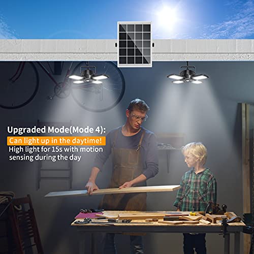 Yomisga Solar Pendant Lights Adjustable Solar Panel with Dual Lamps Indoor Shed Light 128 LED IP65 Waterproof Outdoor Motion Sensor Light with Remote Control for Shop, Garage, Barn, House | The Storepaperoomates Retail Market - Fast Affordable Shopping