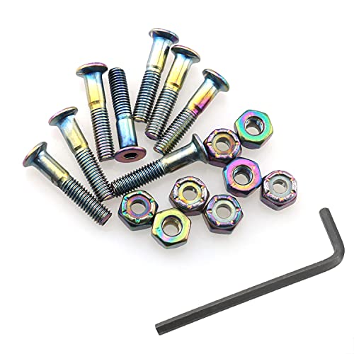 ZRM&E 8pcs Hardware Skateboard Bolts Colorful Skateboard Mounting Screws Fastener M5 Skate Parts Outfits for Longboard Cruiser Mounting Accessories