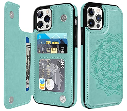 BENTOBEN iPhone 12 Pro Max Case, iPhone 12 Pro Max Wallet Case, PU Leather Heavy Duty Rugged Card Holder Shockproof Flip Folio Phone Case Cover for iPhone 12 Pro Max 6.7″, Green