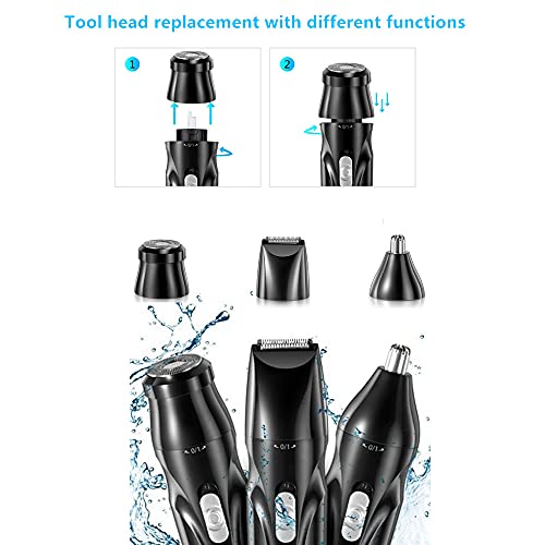 Ear Nose Hair Trimmer for Men Women, Portable 3in1 USB Rechargeable Eyebrow Hair Trimmer Clipper Professional Painless IPX7 Waterproof 3 Cutter Head Replacement for Eyebrows, Neckline, Nose Gift | The Storepaperoomates Retail Market - Fast Affordable Shopping