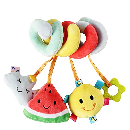 KAKIBLIN Hanging Toys for Car Seat Mobile, Infant Baby Spiral Plush Toys for Bed Stroller Car Seat Bar, Watermelon