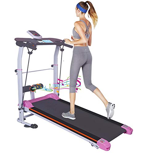 Effulow Foldable Non-Electric Treadmills for Home, wSit Ups Rack Mini Two-Wheeled Mechanical Treadmill with Bluetooth Speaker Machine Walking, Jogging [U.S Delivery], 42.5*20.8*39.4-45.3in(L*W*H)