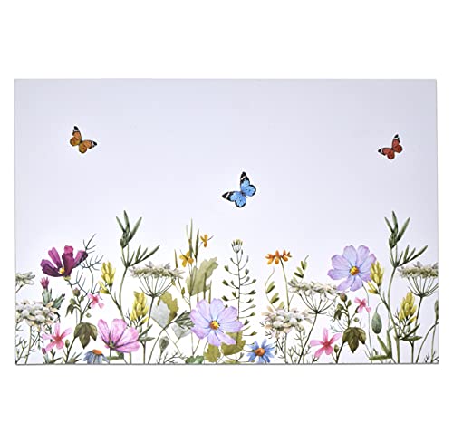 Disposable Spring Floral Paper Place Mats 50 Pack 11”x 17” Rectangle Colored Butterflies Flowers Charger Place Mat for Summer Flower Dinner Table Setting Bridal Shower Wedding Party Supplies Decor