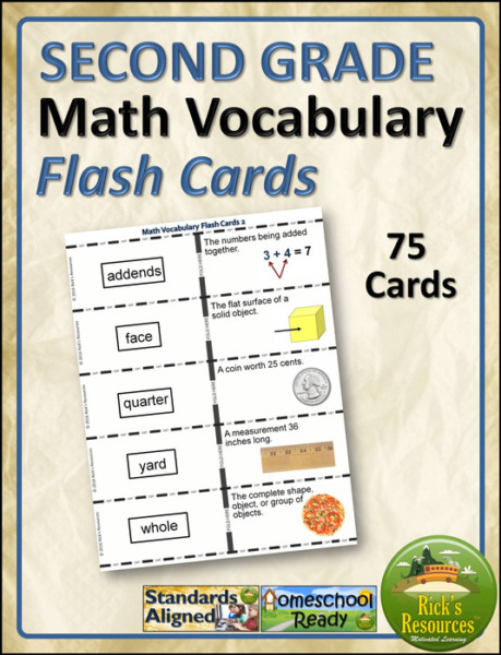Math Vocabulary Flash Cards 2nd Grade