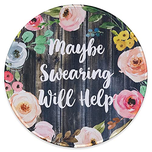 Eleville Mouse Pad Fashion Funny Wording Maybe Swearing Will Help Words of Wisdom Keep Calm Lycra Cloth Top and Non-Slip Base for Office Home Travel emp8