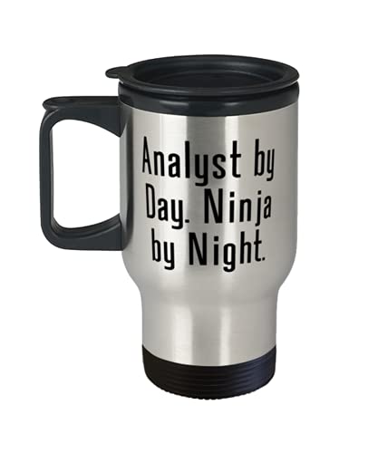 Fun Analyst Travel Mug, Analyst by Day. Ninja by Night, Fancy for Men Women, Birthday
