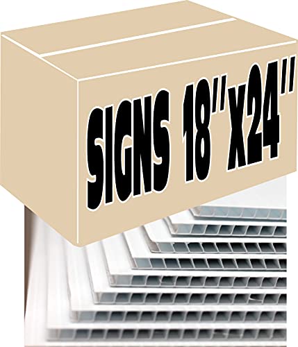 Yard Signs 30 Pack, Blank Signs White 18 x 24 inch 4mm Corrugated Plastic Sign Board, Flute 18, Bundles of Pieces Ship Same Day (30SIGNS18X24)