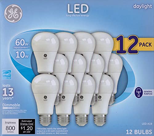 GE Daylight 60 Watt Replacement LED Light Bulbs, General Purpose, Dimmable Light Bulbs 12 Pack (Daylight, 12 Pack) | The Storepaperoomates Retail Market - Fast Affordable Shopping