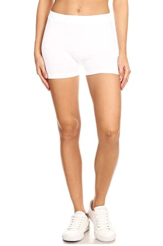 Womens Comfortable Seamless Slip Boyshorts for Under Dress… (One Size, White)