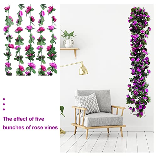 ALINREDBX 5pcs Artificial Flowers Fake Rose Vine Flowers Plants Hanging Rose Ivy for Home Hotel Wedding Party Garden Décor (Dark Purple) | The Storepaperoomates Retail Market - Fast Affordable Shopping
