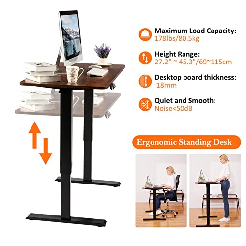farexon Electric Standing Desk Adjustable Height, 48x 24 Inches Sit Stand Desk with Double Crossbeam Structure, Four Preset Heights, 27”-45” Lifting Range Stand up Desk for Home Office | The Storepaperoomates Retail Market - Fast Affordable Shopping