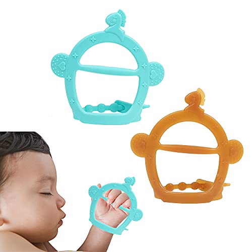 Baby Teething Toys for Babies (2 Pack) -Adjustable Wristband Chew Natural teethers for Infants – Natural Organic Silicone BPA Free-Never Drop from Hand