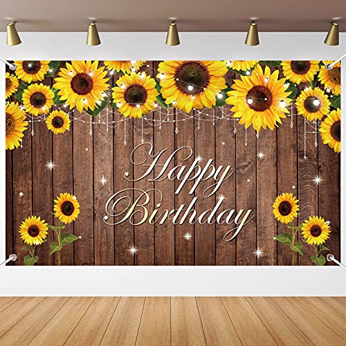 Sunflower Birthday Party Decorations Sunflower Birthday Party Backdrop Rustic Wood Sunflower Floor Cake Table Banner Background for Indoor Outdoor Birthday Party Baby Shower Decorations Supplies