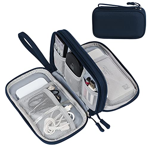 FYY Electronic Organizer, Travel Cable Organizer Bag Pouch Electronic Accessories Carry Case Portable Waterproof Double Layers All-in-One Storage Bag for Cable, Cord, Charger, Phone, Earphone Navy