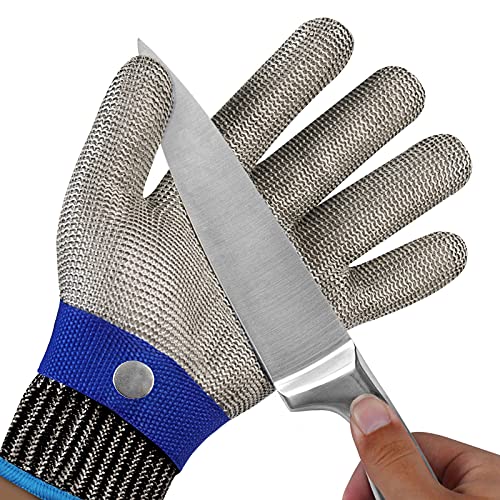 TAIROAD Cut Resistant Glove Level 9 Cut Glove Stainless Steel Metal Glove for Meat Cutting, Fish Catching and Oyster Shucking, Safety Butcher Glove Use Indoor or Outdoor (Medium)