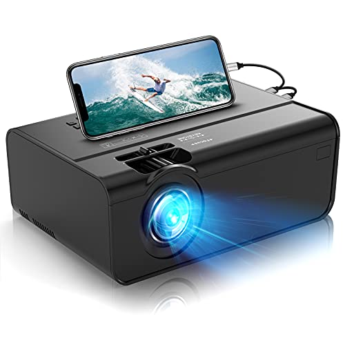Mini Projector for iPhone, Uyole Video Projector [Carry Case Included] for Outdoor Movies, 4500L, 1080P and 200” Display Supported, Compatible with TV Stick, PS4, HDMI, TF, AV, USB, iPhone, Laptop